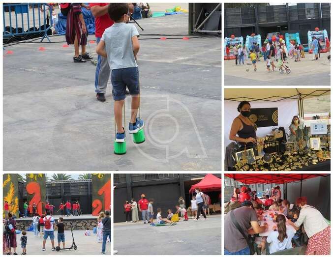 Collage de las diferentes actividades desarrolladas esta mañana en el parque urbano de San Juan/TA.
